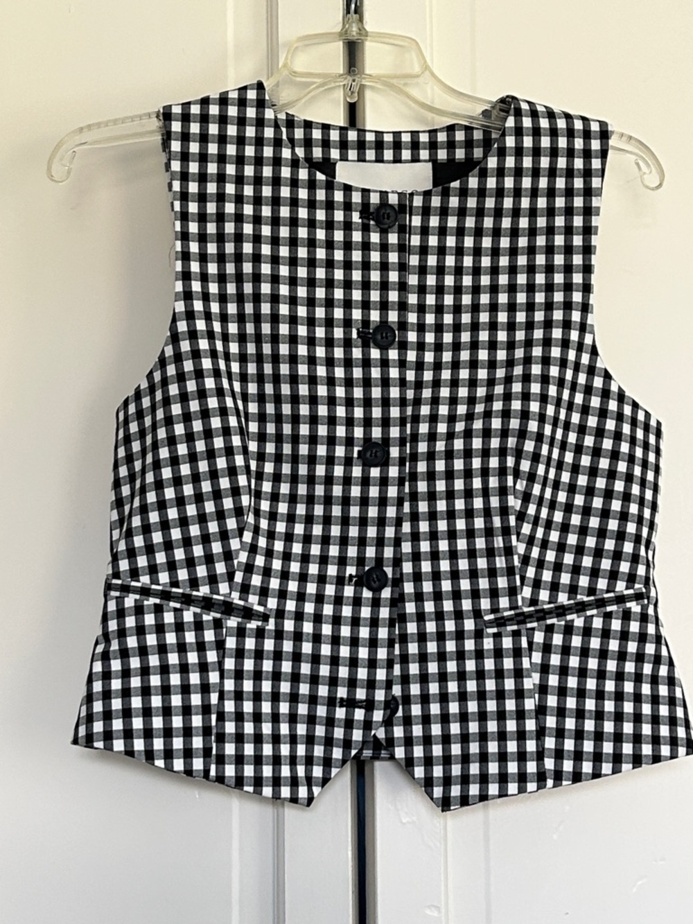 Calypso Black & White Gingham Button Vest